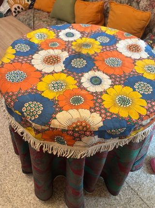 Mesa camilla vintage con estufa
