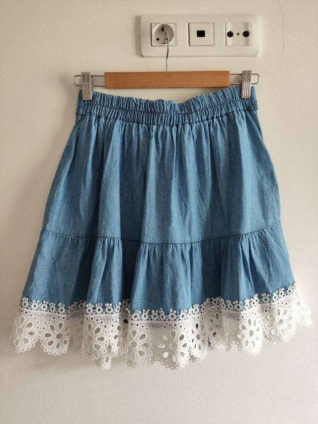Minifalda vaquera con encaje - Talla única