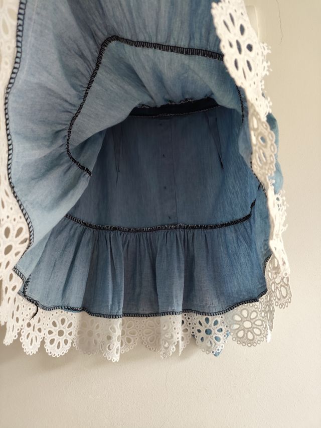Minifalda vaquera con encaje - Talla única