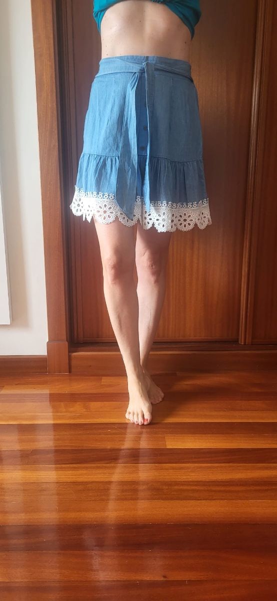 Minifalda vaquera con encaje - Talla única