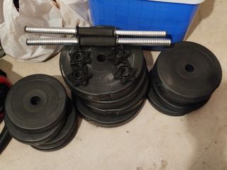Set de mancuernas con varios discos en total 19 kg