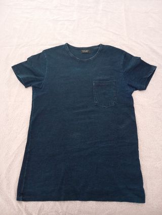 Camiseta Zara azul vaquera Slim Talla S