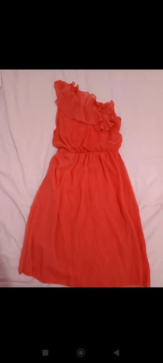 Vestido rojo asimétrico fiesta