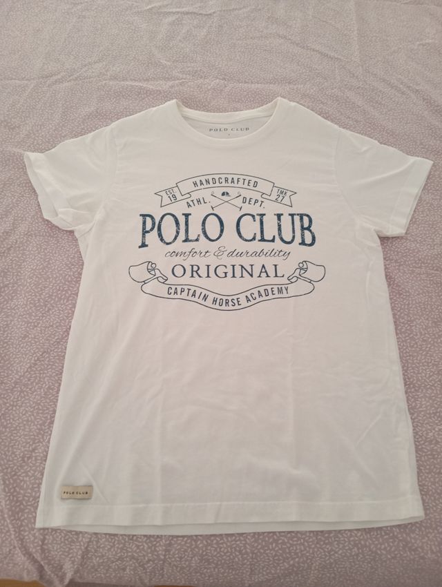Camiseta Polo Club blanca talla S Fit ajustada 