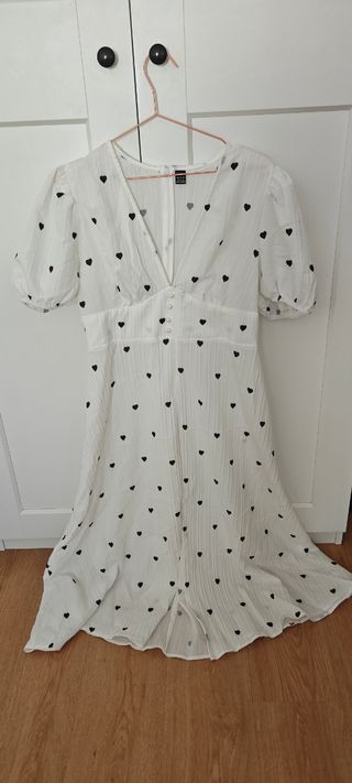 Vestido blanco largo corazones XL