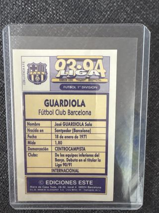 Cromo Guardiola Barça 93-94