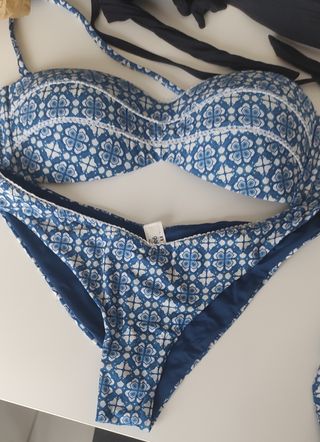 Bikini fascia blu e bianco