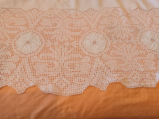 Mantel hilo antiguo beige/blanco