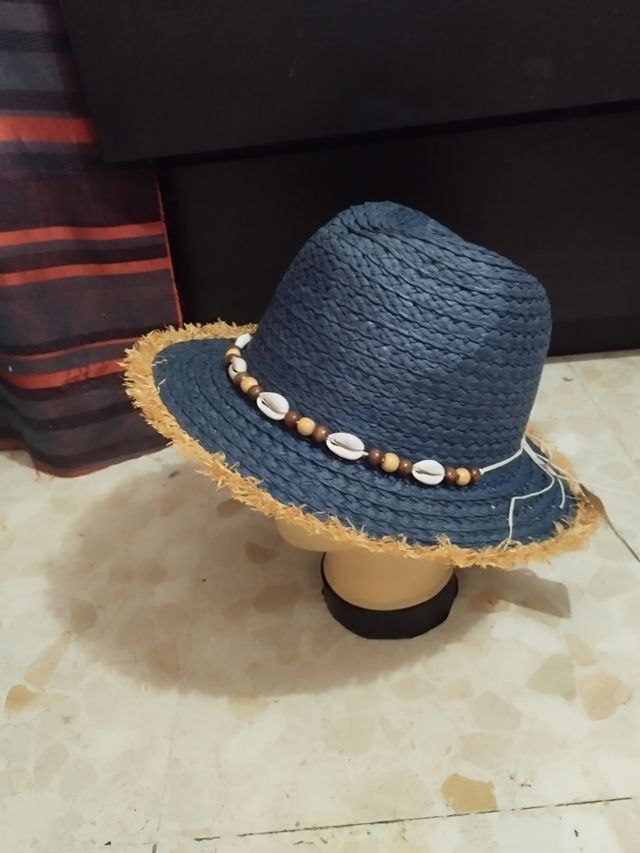 Sombrero azul marino XL conchas
