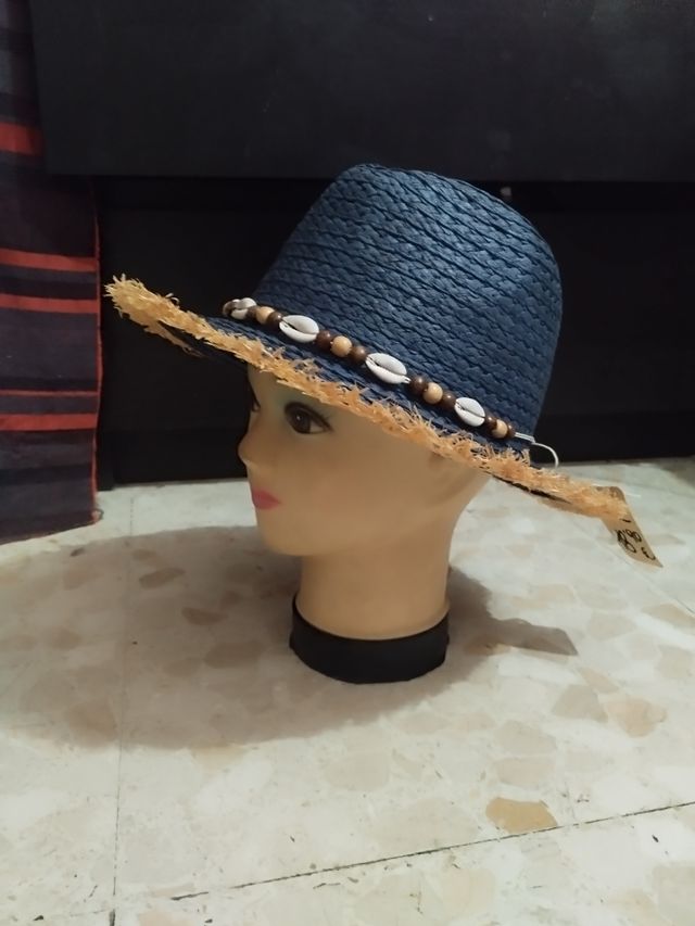 Sombrero azul marino XL conchas