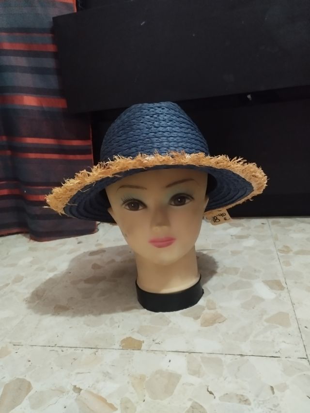Sombrero azul marino XL conchas