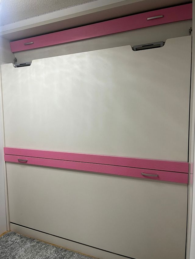 Litera abatible juvenil blanca y rosa