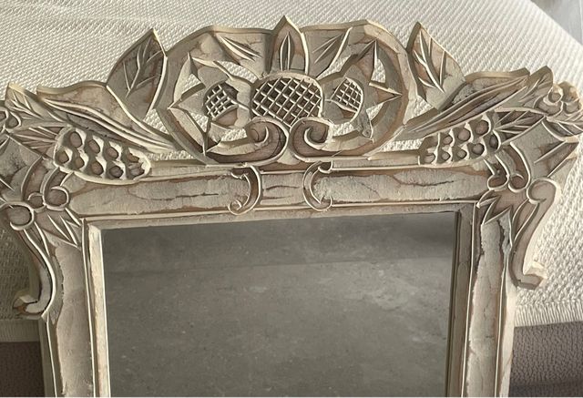 Espejo madera tallado blanco