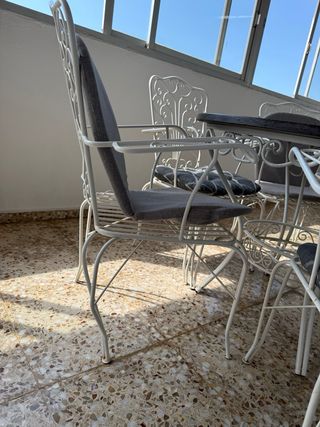 Set da giardino in ferro battuto bianco - 6 sedie