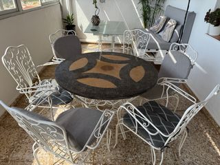 Set da giardino in ferro battuto bianco - 6 sedie