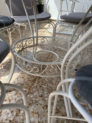 Set da giardino in ferro battuto bianco - 6 sedie