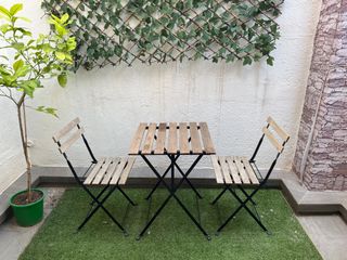 Mesa+sillas jardín IKEA -madera-metal