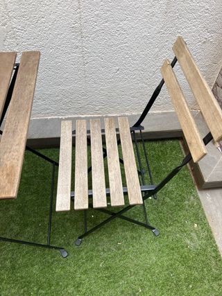 Mesa+sillas jardín IKEA -madera-metal