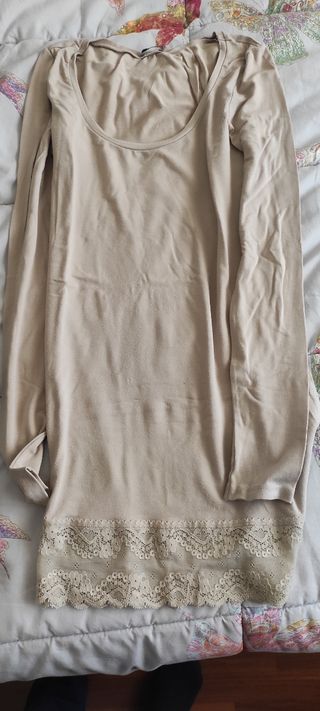 Maglia Tezenis beige lunga pizzo