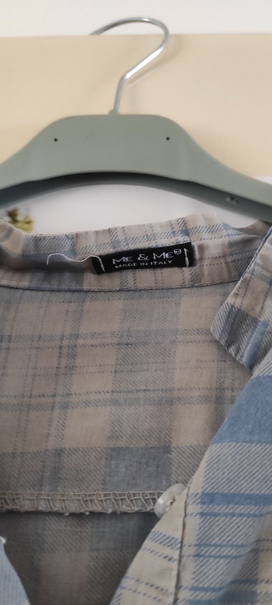 Camicia lunga ME&ME a quadri beige e blu
