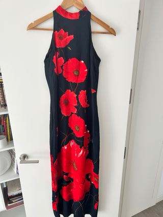 Vestido largo flores rojas - estilo oriental