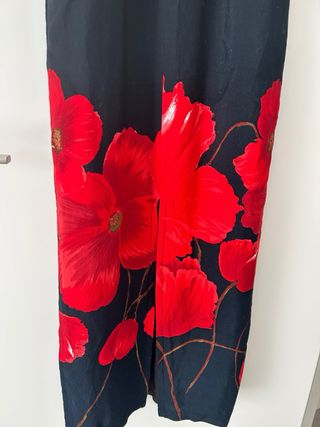 Vestido largo flores rojas - estilo oriental