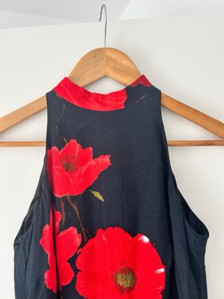 Vestido largo flores rojas - estilo oriental