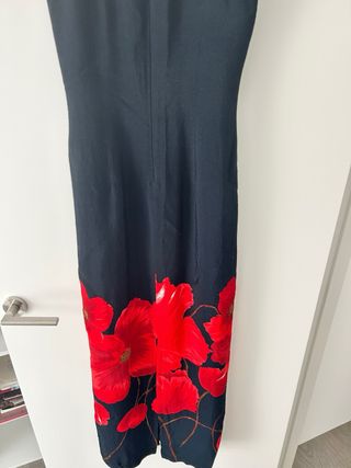 Vestido largo flores rojas - estilo oriental