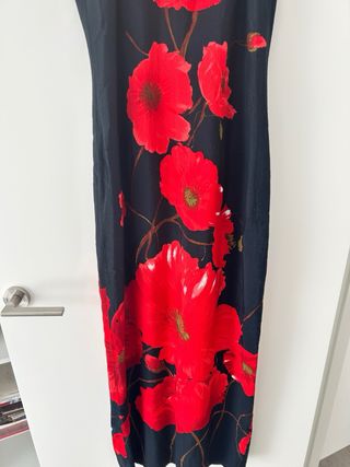 Vestido largo flores rojas - estilo oriental