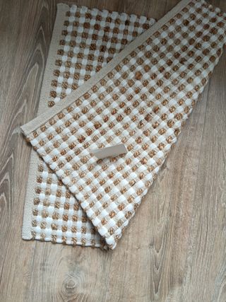 Alfombra yute 61x65cm beige/blanco