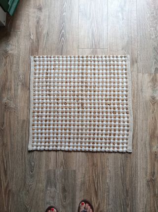 Alfombra yute 61x65cm beige/blanco