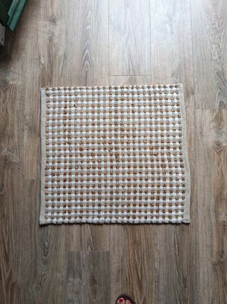 Alfombra yute 61x65cm beige/blanco