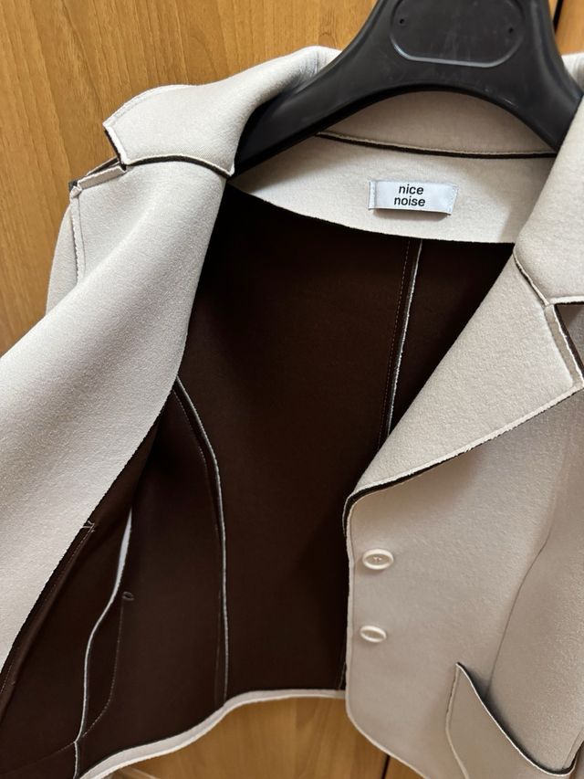 Blazer tipo Neoprene panna/marrone