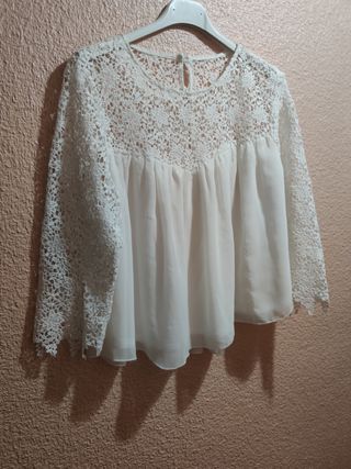 Blusa blanca encaje talla S
