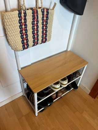 Perchero zapatero blanco - Madera metal