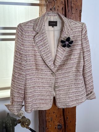 Chaqueta ZENDRA tweed rosa beige XL