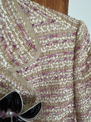 Chaqueta ZENDRA tweed rosa beige XL