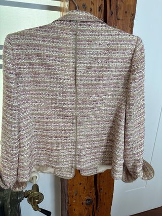 Chaqueta ZENDRA tweed rosa beige XL