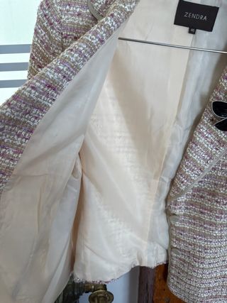 Chaqueta ZENDRA tweed rosa beige XL