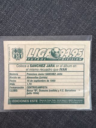 Cromo Sanchez Jara - Liga 94-95