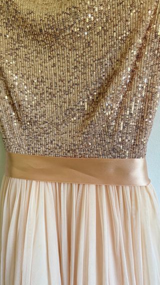 Vestido Paillette Rosa Dorado