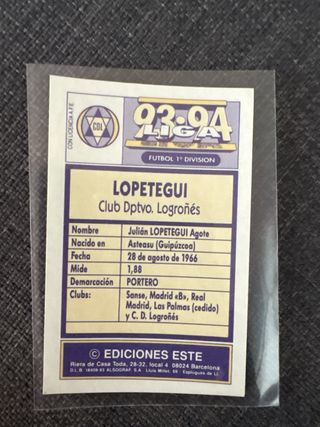 Cromo Lopetegui 93-94