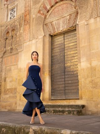Vestido azul Silvia Navarro talla 38