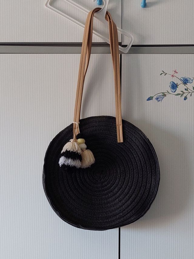 Bolsa de playa redonda negra