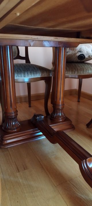 Mesa comedor ovalada madera con 6 sillas