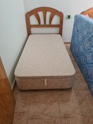 Cama individual 90x190 beige con colchón