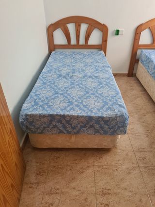 Cama individual 90x190 beige con colchón