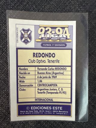 Cromo Redondo 93-94 Liga