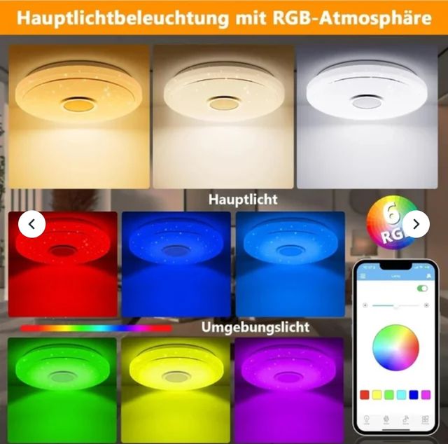 Plafón LED Bluetooth RGBW 36W