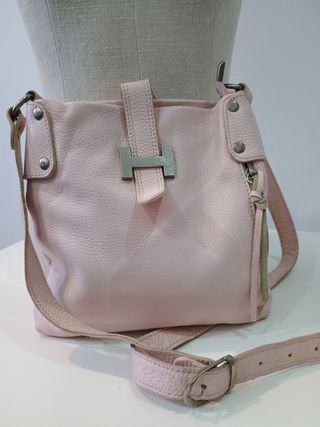Bolso Vera Pelle beige y rosa bandolera.oferta!